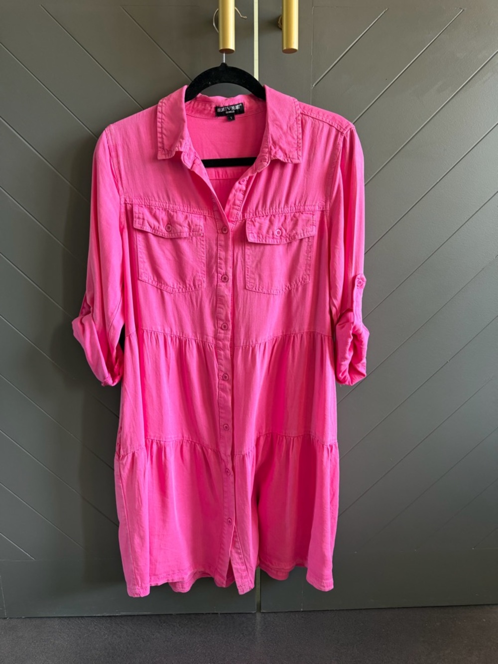 Velvet Heart Hot Pink Button-Front Shirt Dress